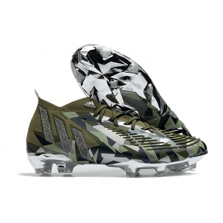 Botas de fútbol Adidas Predator Edge.1 FG Crystal Focus Oliva Plateado Metálico Magic Lima