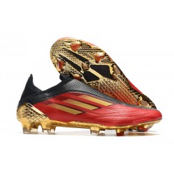 adidas X Speedflow+ FG Tacos de Futbol Rojo Dorado Metálico Negro