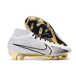 Bota Nike Air Zoom Mercurial Superfly 9 Elite FG Blanco Oro Negro