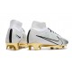 Bota Nike Air Zoom Mercurial Superfly 9 Elite FG Blanco Oro Negro