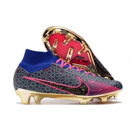 Bota Nike Air Zoom Mercurial Superfly 9 Elite FG Rosa Azul Violeta