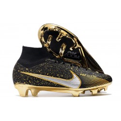 Bota Nike Air Zoom Mercurial Superfly 9 Elite FG Negro Oro Metal