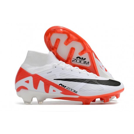Nike Zoom Mercurial Superfly IX Elite FG Blanco Carmesí Vivo Negro