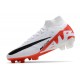 Nike Zoom Mercurial Superfly IX Elite FG Blanco Carmesí Vivo Negro