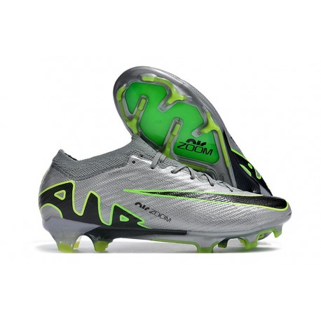 Nike Air Zoom Mercurial Vapor 15 Elite FG Gris Noir Vert