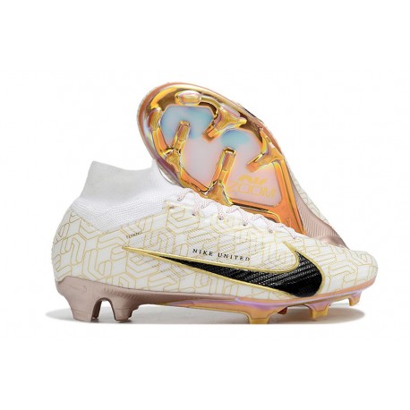 Nike Air Zoom Mercurial Superfly 9 Elite FG Blanco Negro Oro