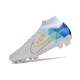 Nike Air Zoom Mercurial Superfly 9 Elite FG Blanco Azul Oro
