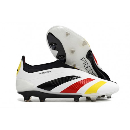 adidas Predator Elite Sin Cordones FG Blanco Negro Rojo Amarillo