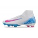 Nike Botines de fútbol Mercurial Superfly X Elite FG Blanco Azul Rosa