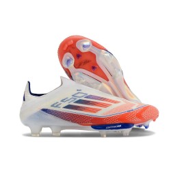 Bota Adidas F50 + Sin Cordones FG Blanco Rojo Solar Azul Lúcido