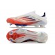 Bota Adidas F50 + Sin Cordones FG Blanco Rojo Solar Azul Lúcido