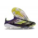 Bota Adidas F50 + Sin Cordones FG Morado Unity Blanco Limón Lúcido