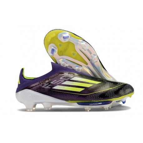 Bota Adidas F50 + Sin Cordones FG Morado Unity Blanco Limón Lúcido