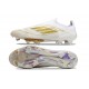 Bota Adidas F50 + Sin Cordones FG Ftwr Blanco Dorado Met Ftwr Blanco