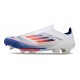 Bota Adidas F50 + Sin Cordones FG Ftwr Blanco Azul Lúcido Rojo