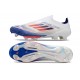 Bota Adidas F50 + Sin Cordones FG Ftwr Blanco Azul Lúcido Rojo