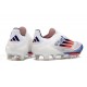 Bota Adidas F50 + Sin Cordones FG Ftwr Blanco Azul Lúcido Rojo