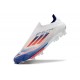 Bota Adidas F50 + Sin Cordones FG Ftwr Blanco Azul Lúcido Rojo