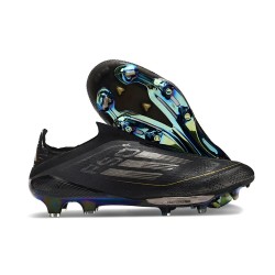 Bota Adidas F50 + Sin Cordones FG Negro Hierro Met Dorado Met