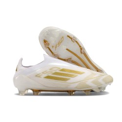 Zapatos Adidas F50 Elite Laceless FG Ftwr Blanco Dorado Met