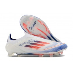 Zapatos Adidas F50 Elite Laceless FG Ftwr Blanco Azul Lúcido Rojo