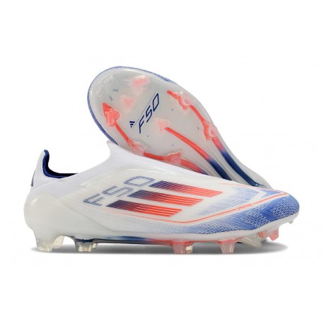 Zapatos Adidas F50 Elite Laceless FG Ftwr Blanco Azul Lúcido Rojo
