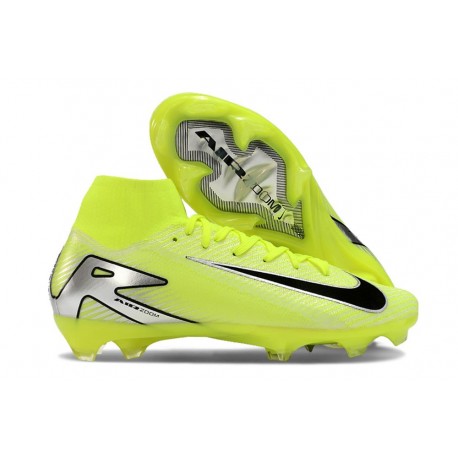 Nike Botines de fútbol Mercurial Superfly X Elite FG Volt Negro Plata
