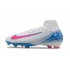 Nike Botines de fútbol Mercurial Superfly X Elite FG Blanco Rosa Azul