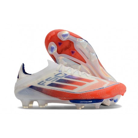 Zapatilla Adidas F50 + Elite FG Blanco Rojo Solar Azul Lúcido