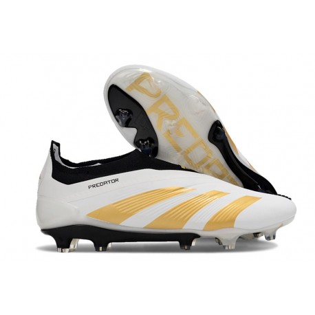 adidas Predator Elite Sin Cordones FG Ftwr Blanco Dorado Met
