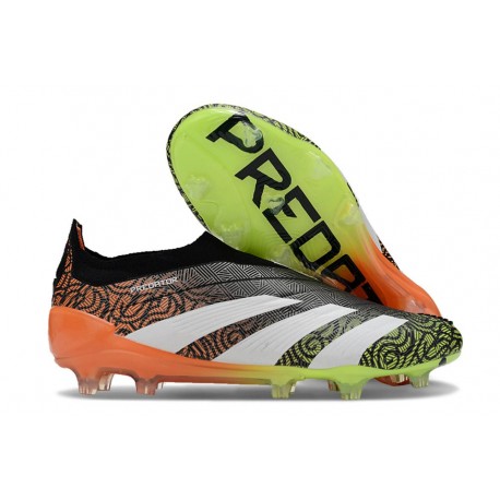 adidas Predator Elite Sin Cordones FG Negro Blanco Naranja Verde