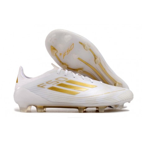 Adidas Bota F50 Elite FG Ftwr Blanco Dorado Met