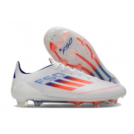 Adidas Bota F50 Elite FG Blanco Azul Rojo