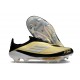 Bota Adidas F50 + Sin Cordones FG X Messi Dorado Met Negro Blanco