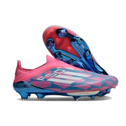 Bota Adidas F50 + Sin Cordones FG Solar Azul Ftwr Blanco Solar Rosa
