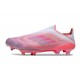 Bota Adidas F50 + Sin Cordones FG Rosa Blanco