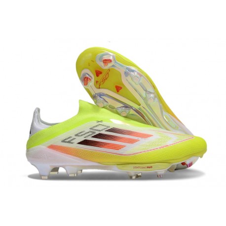 Bota Adidas F50 + Sin Cordones FG Amarillo Blanco