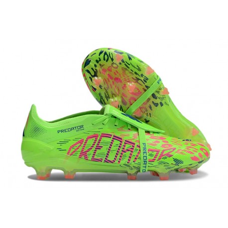 Bota de Futbol adidas Predator Elite FT FG Limón Lúcido Rosa Lúcido Azul Fusion