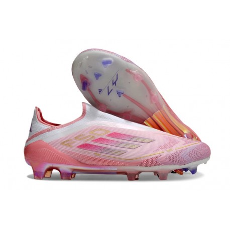 Zapatos Adidas F50 Elite Laceless FG Rosa Blanco