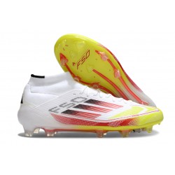 Botas de fútbol Adidas F50 Elite Mid FG Ftwr Blanco Rojo Amarillo