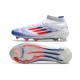 Botas de fútbol Adidas F50 Elite Mid FG Blanco Rojo Solar Azul Lúcido
