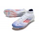 Botas de fútbol Adidas F50 Elite Mid FG Blanco Rojo Solar Azul Lúcido