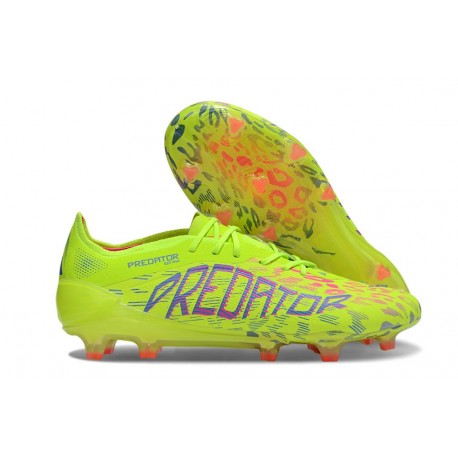 Botines de Futbol adidas Predator Elite FG Limón Lúcido Rosa Lúcido Azul Fusion