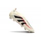 adidas Predator 25 Elite Laceless FG Blanco Off Negro Rubí Puro