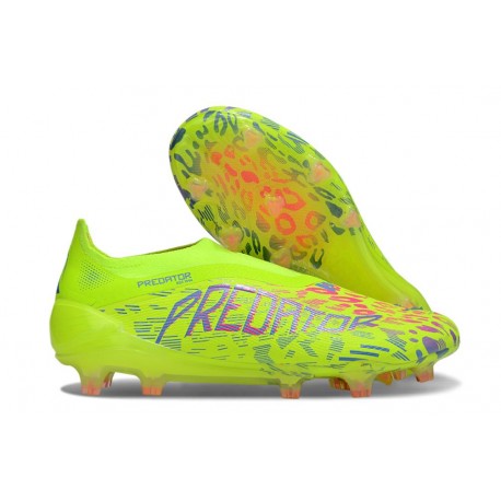 adidas Predator 25 Elite Laceless FG Limón Lúcido Rosa Lúcido Azul Fusion