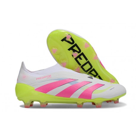 adidas Predator 25 Elite Laceless FG Blanco Rosa Lúcido Limón Lúcido
