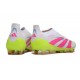 adidas Predator 25 Elite Laceless FG Blanco Rosa Lúcido Limón Lúcido