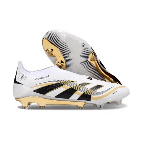 adidas Predator 25 Elite Laceless FG Ftwr Blanco Dorado Met