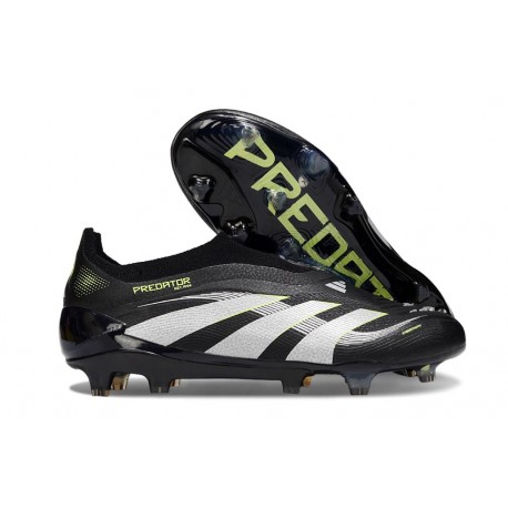adidas Predator 25 Elite Laceless FG Negro Blanco