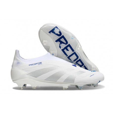 adidas Predator 25 Elite Laceless FG Blanco Gris Azul